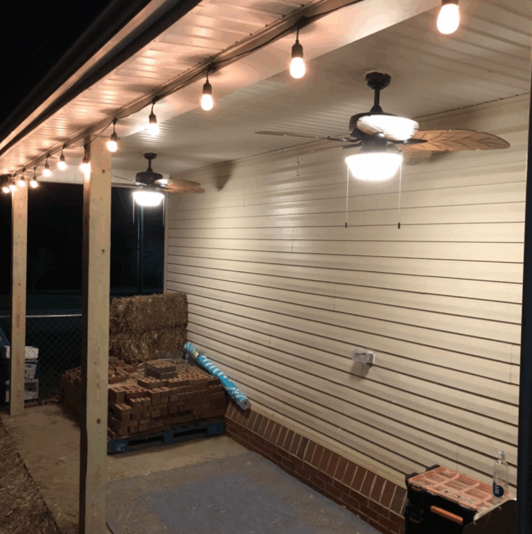 Hudson Electric electrician team installation of outdoor ceiling fans